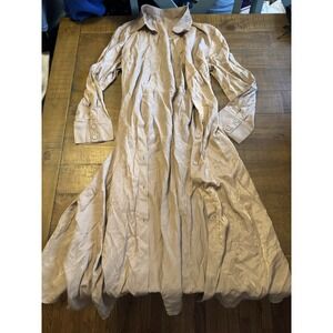 Lightweight Beige Trenchcoat Full Skirt Long Button Down Size Small Women's